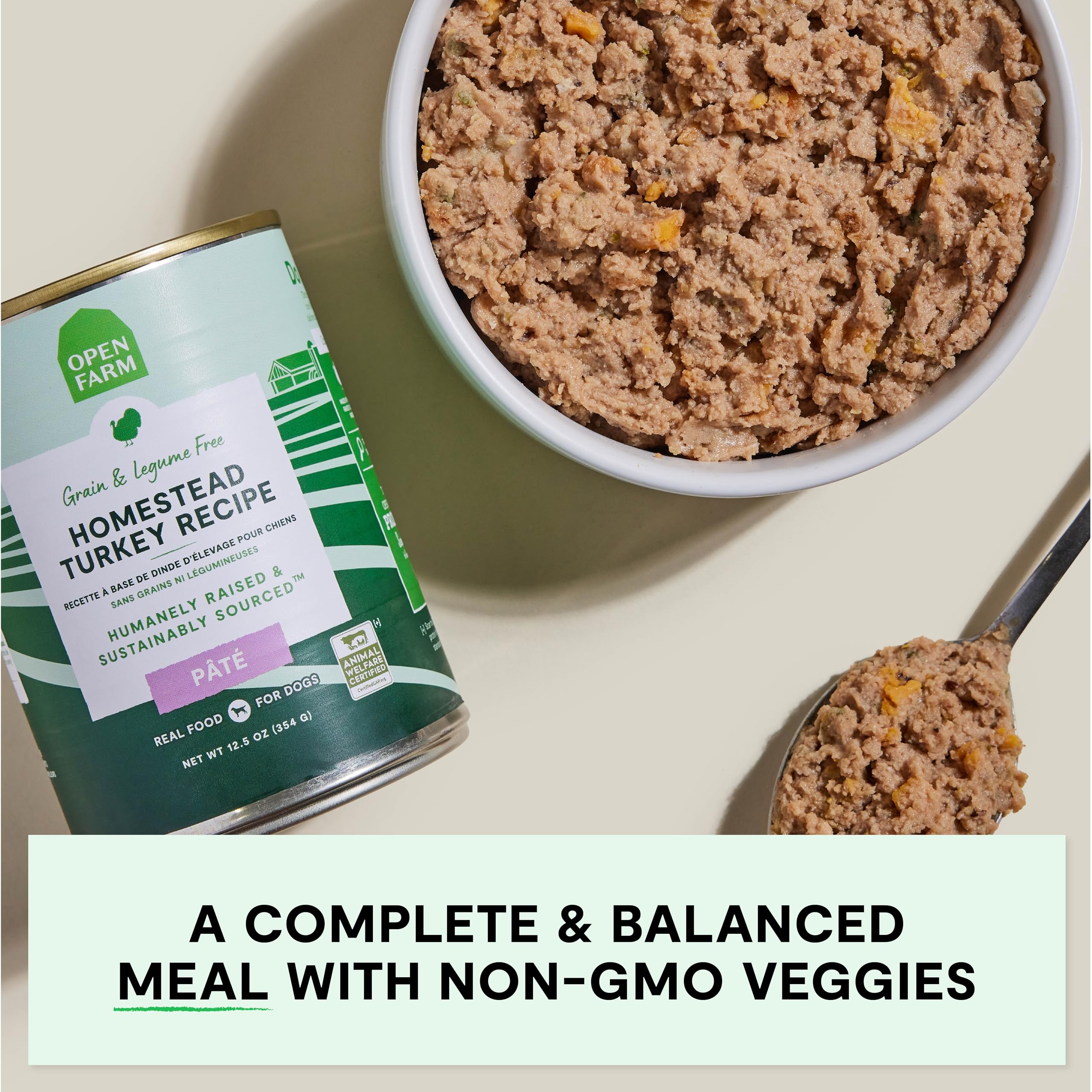 Open Farm Serving Dog Food Bowl Pate captures mealtime satisfaction