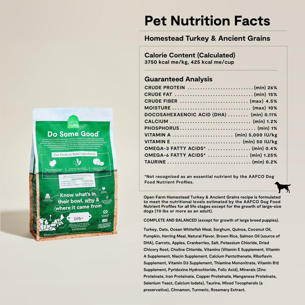 Open Farm traceable ingredients label emphasizes geographic origin transparency.