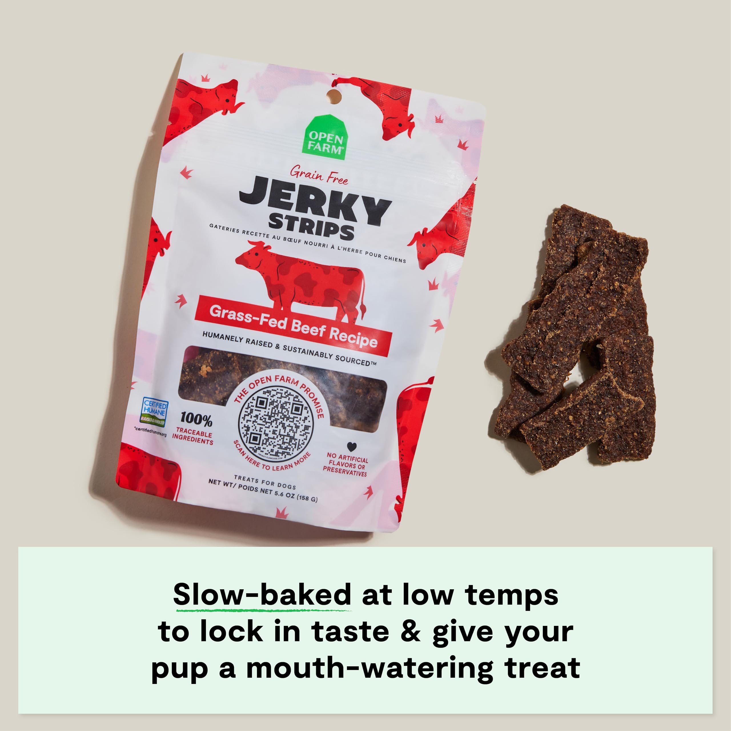 Open Farm training bite-sized jerky pieces for easy rewards