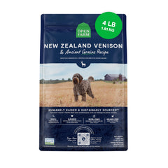 Open Farm ancient grains venison bag, protein-rich meal option for dogs