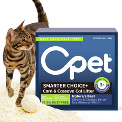 OPET Tapioca Cat Litter 16lb bag highlighting natural, sustainable ingredients.