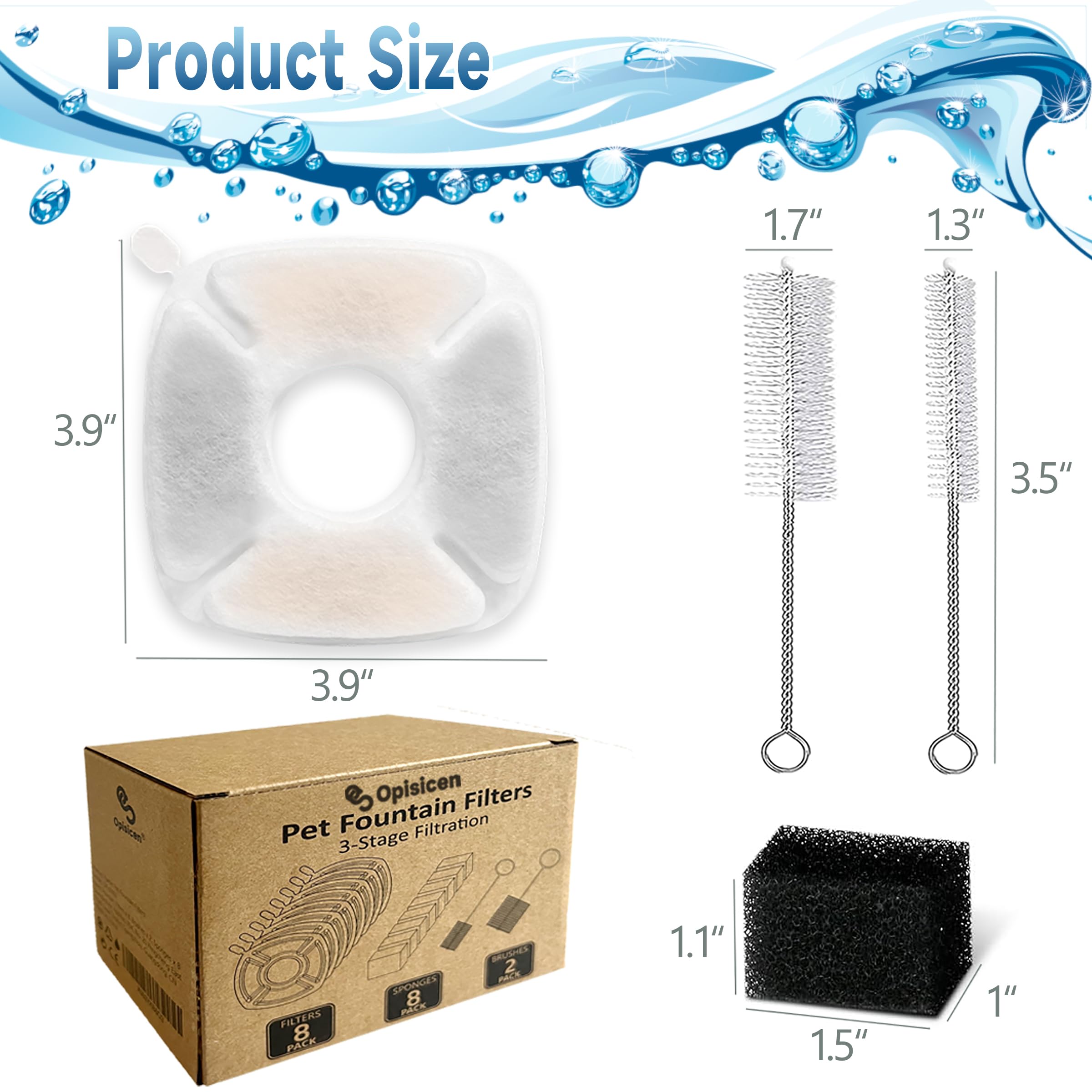 OPISICEN replacement sponge included supports clearer water and pump life.
