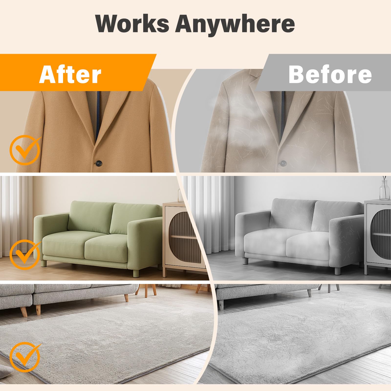 Oplope safe-on-fabrics design cleans delicate fabrics without scratching.
