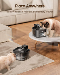 OPOWO cat water fountain 3 modes highlights sensor, timed, and continuous flow.