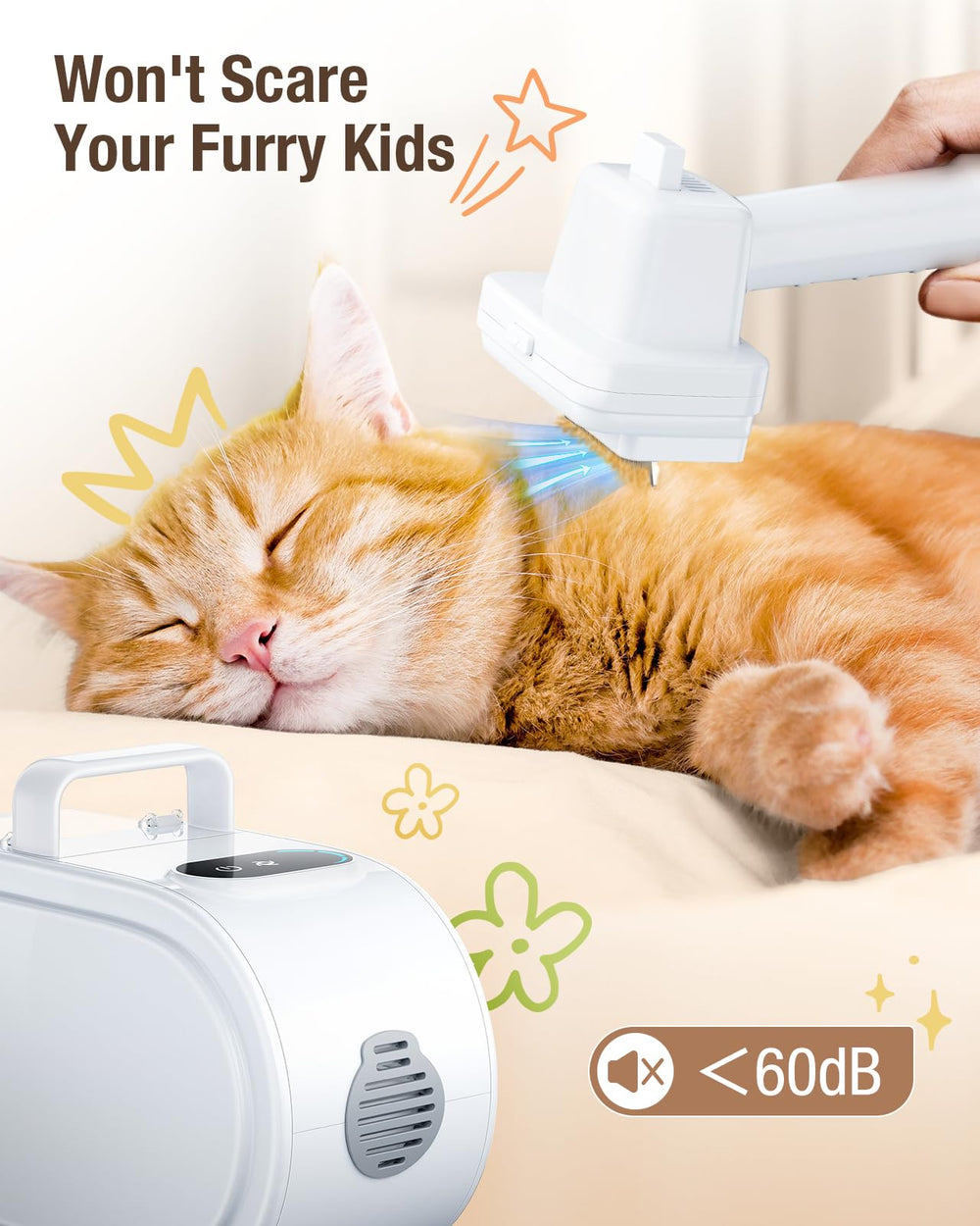 OPOWO dog grooming vacuum nail grinder demonstrates safe nail maintenance during quiet sessions