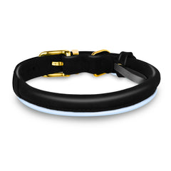 OOPSDOGGY rolled leather collar side view shows soft padding for comfort.