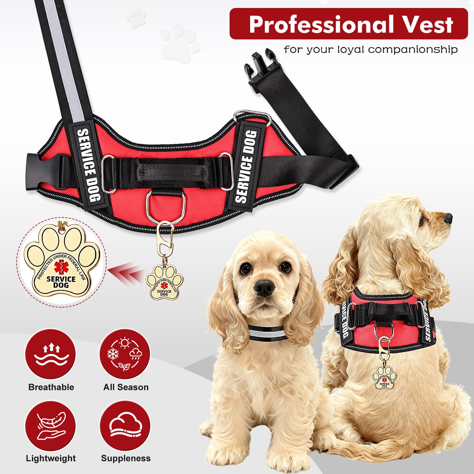 Opstin service dog harness close-up for secure leash attachment