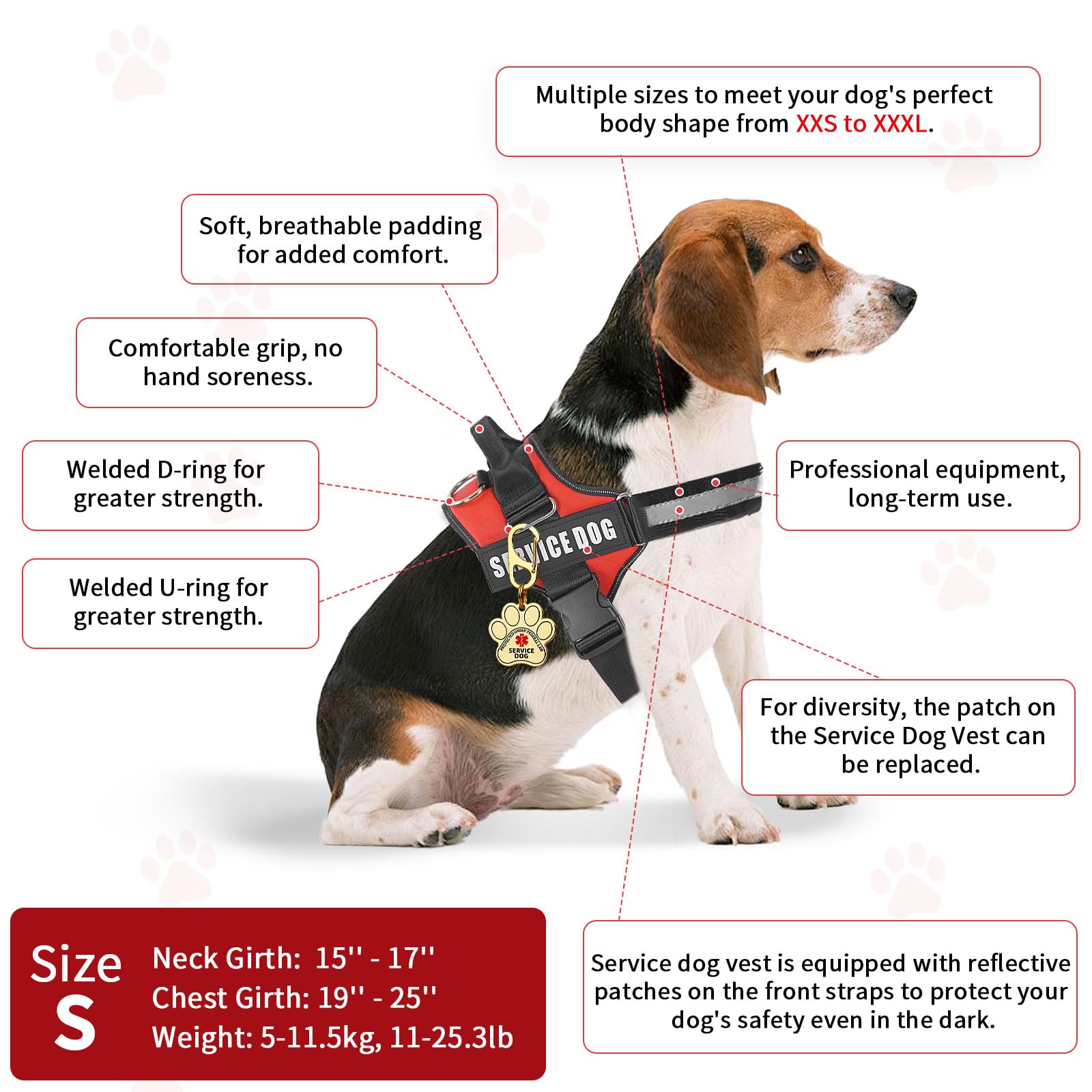 Opstin service dog vest reflective tape for low-light visibility