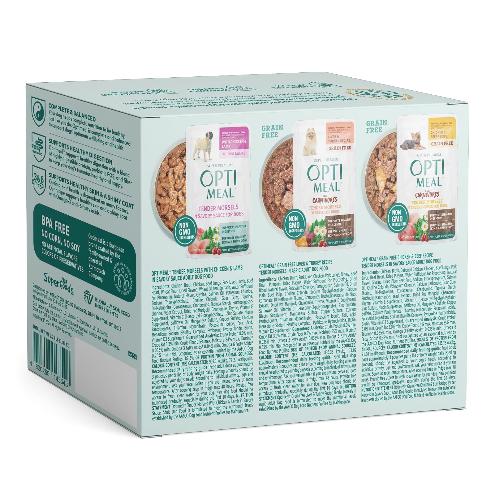Optimeal tender morsels in aspic showcase juicy texture for small dogs.