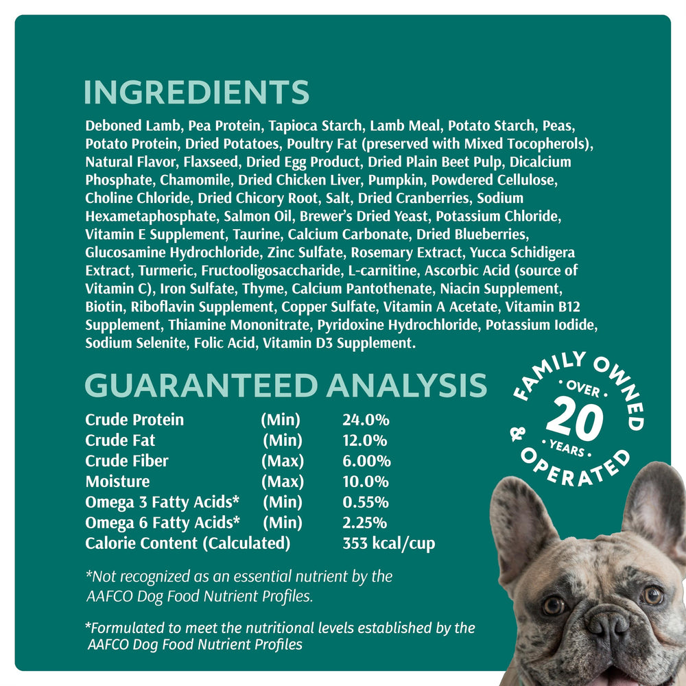 Optimeal Toy Breed Dry Dog Food digestive-support kibble served in bowl under soft lighting