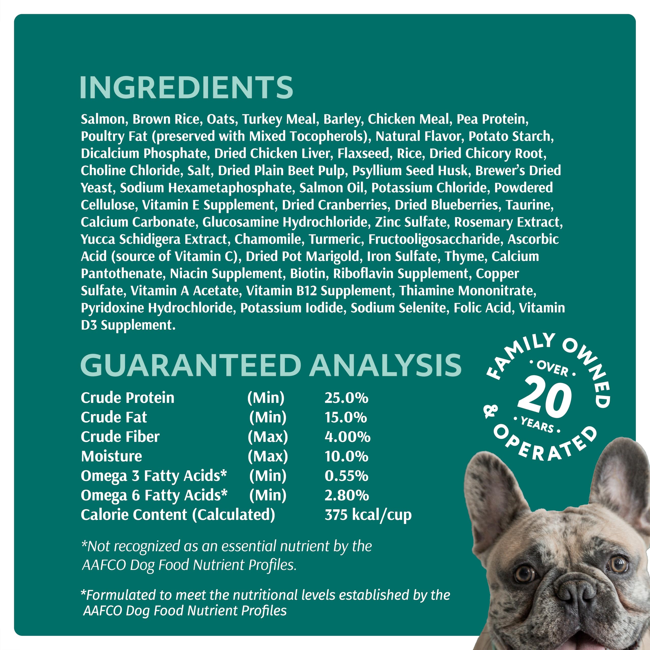Optimeal Toy Breed Dry Dog Food skin-coat closeup emphasizes Omega fatty acids for shiny coat