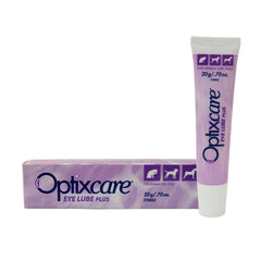 OptixCare Eye Lube Plus use with dogs, cats, and horses highlights pet-friendly relief.