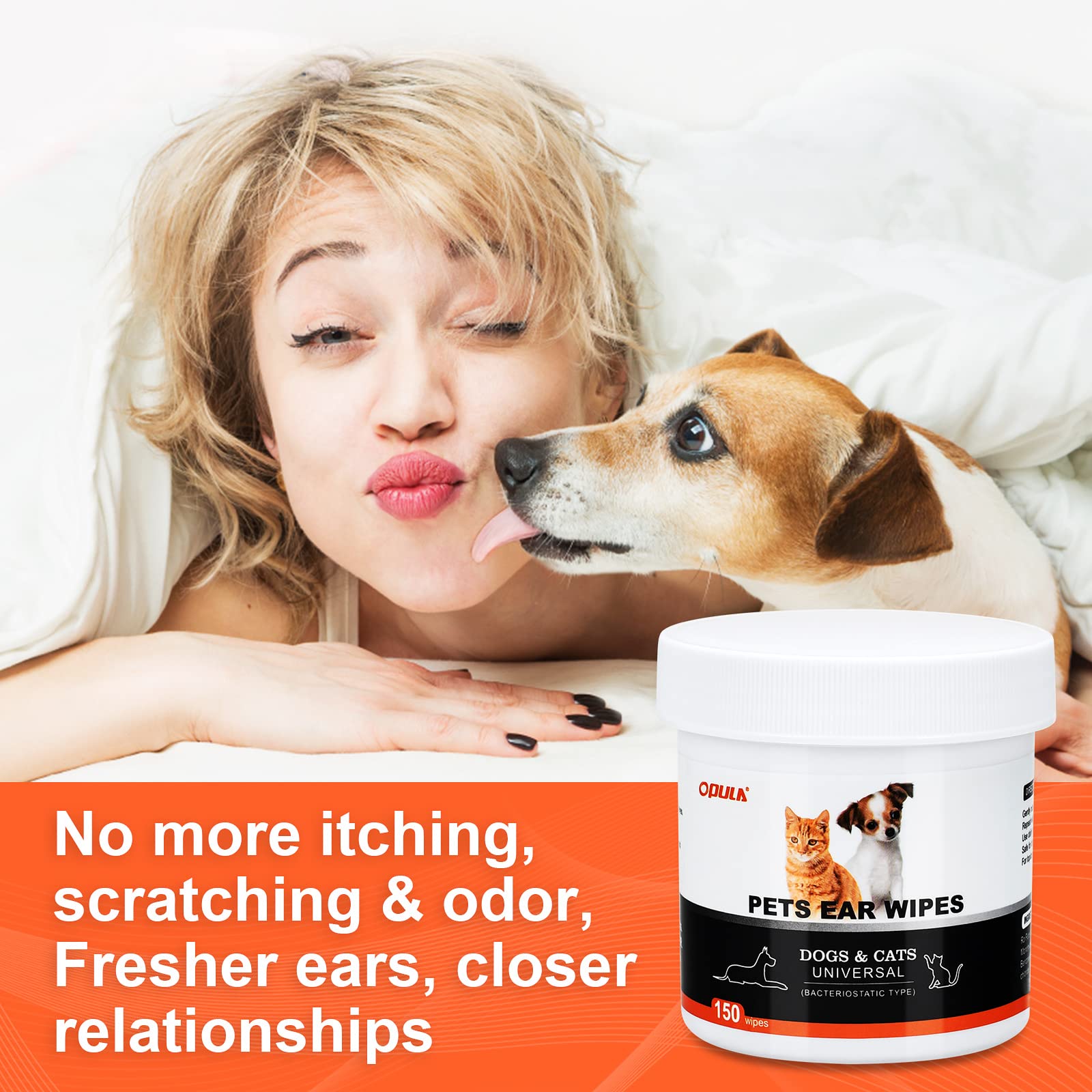 OPULA ear wipes create a comfortable cleaning routine for you and your pet.