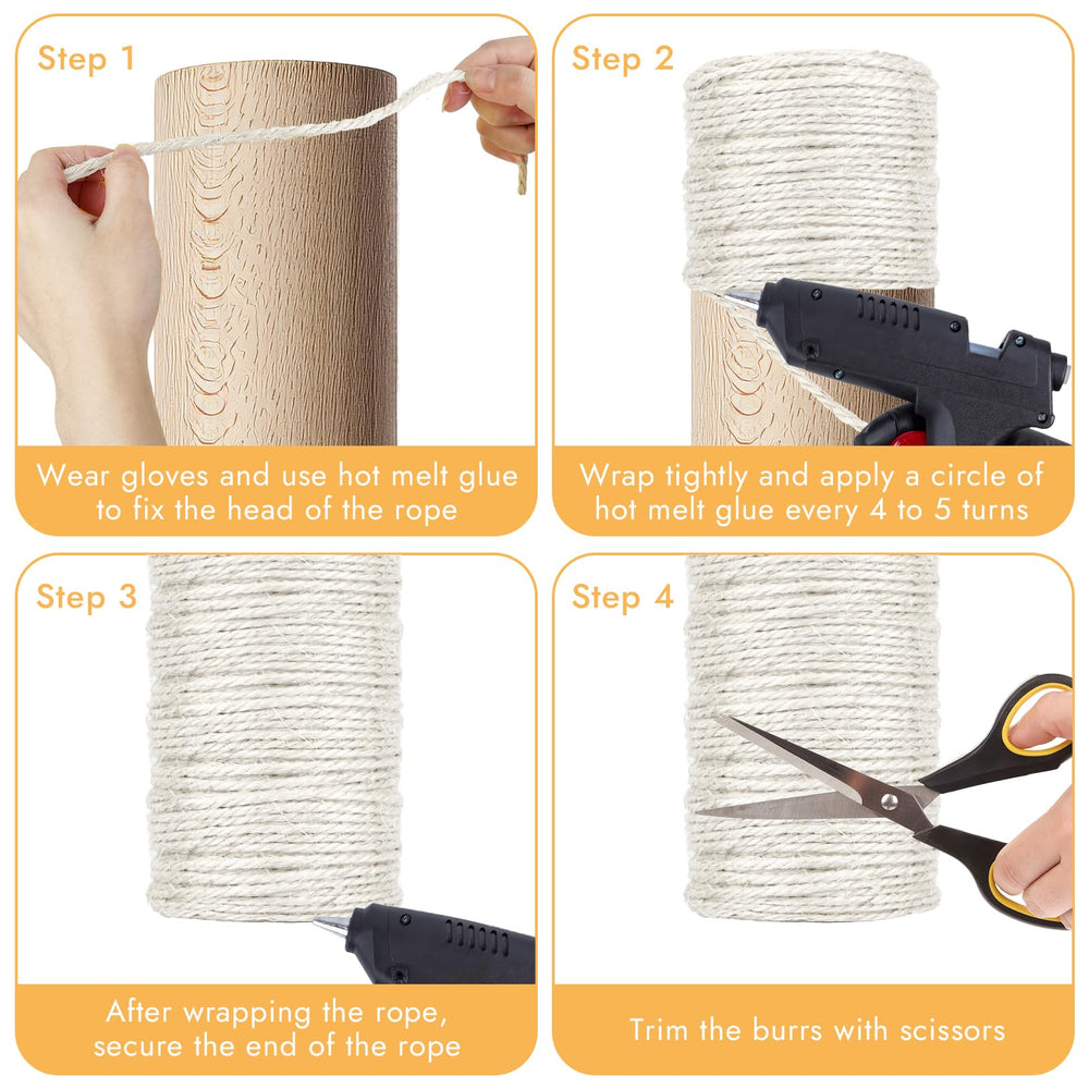 Opvixi DIY cat toys wrap demonstrates how to wrap toys and posts.