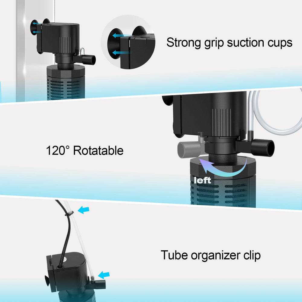 OQTTNEO internal filter operates quietly for a calmer aquarium experience