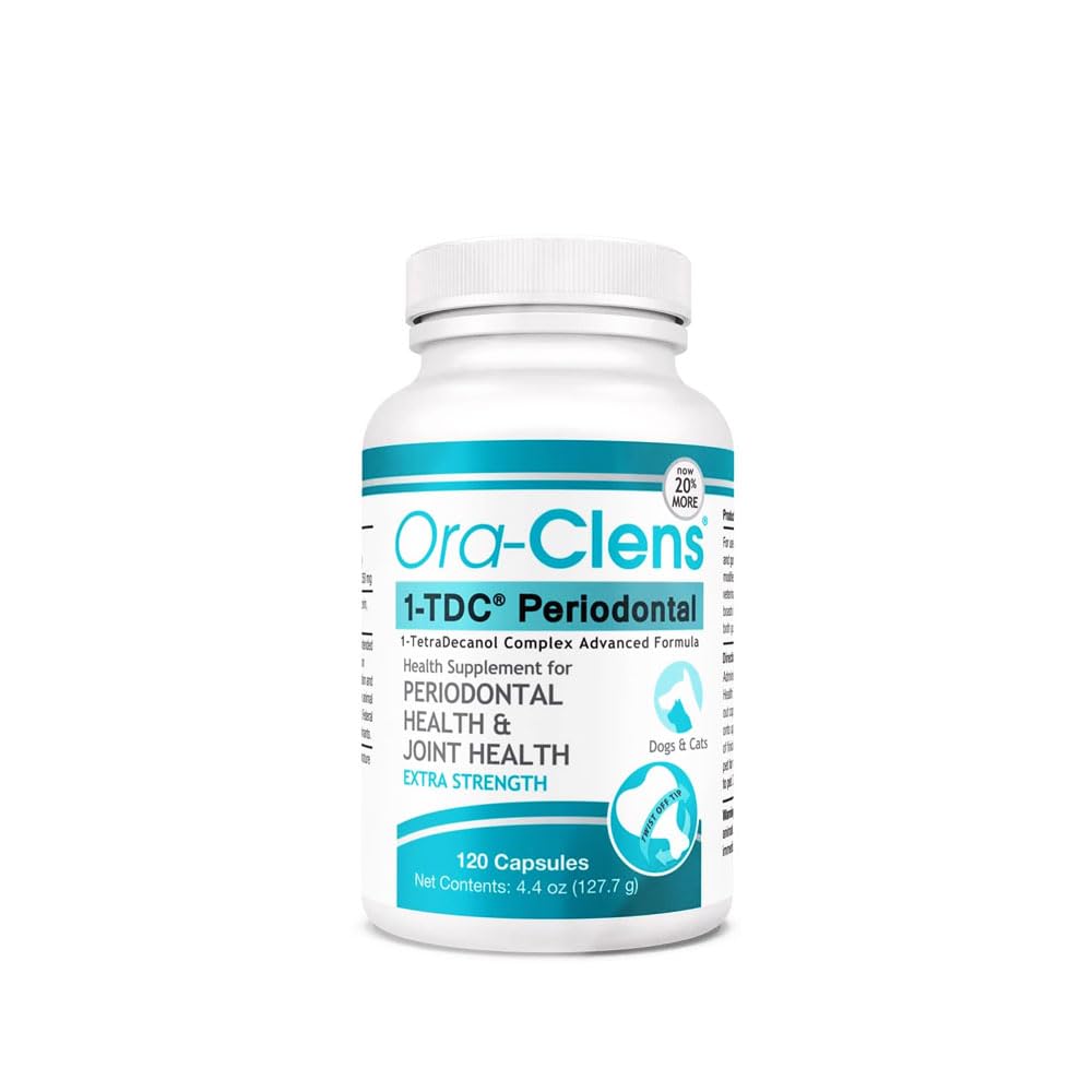 Ora-Clens 1-TDC dental care image showing a daily softgel for pet oral health benefits.