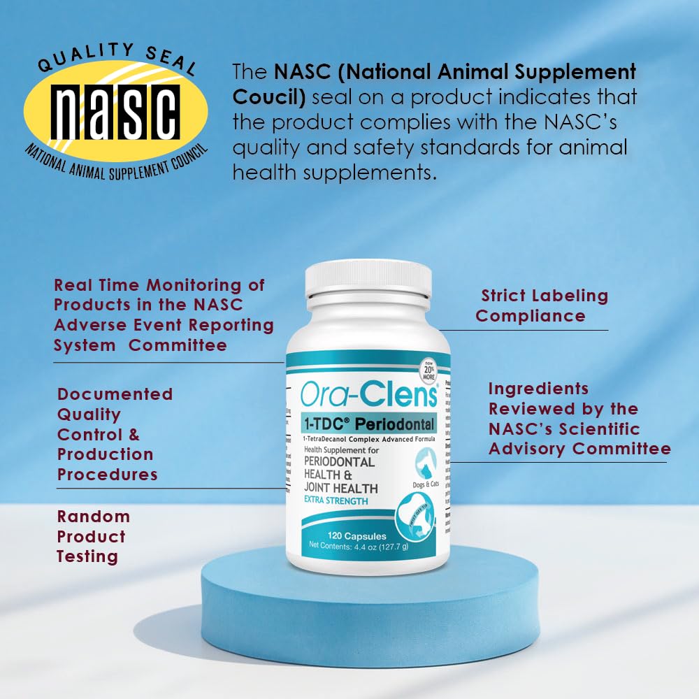 Ora-Clens 1-TDC easy dosing softgel graphic for daily supplementation.