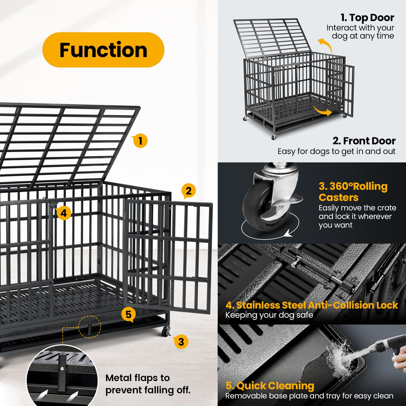 Oranland ABS drainage tray anti-odor keeps crate clean.