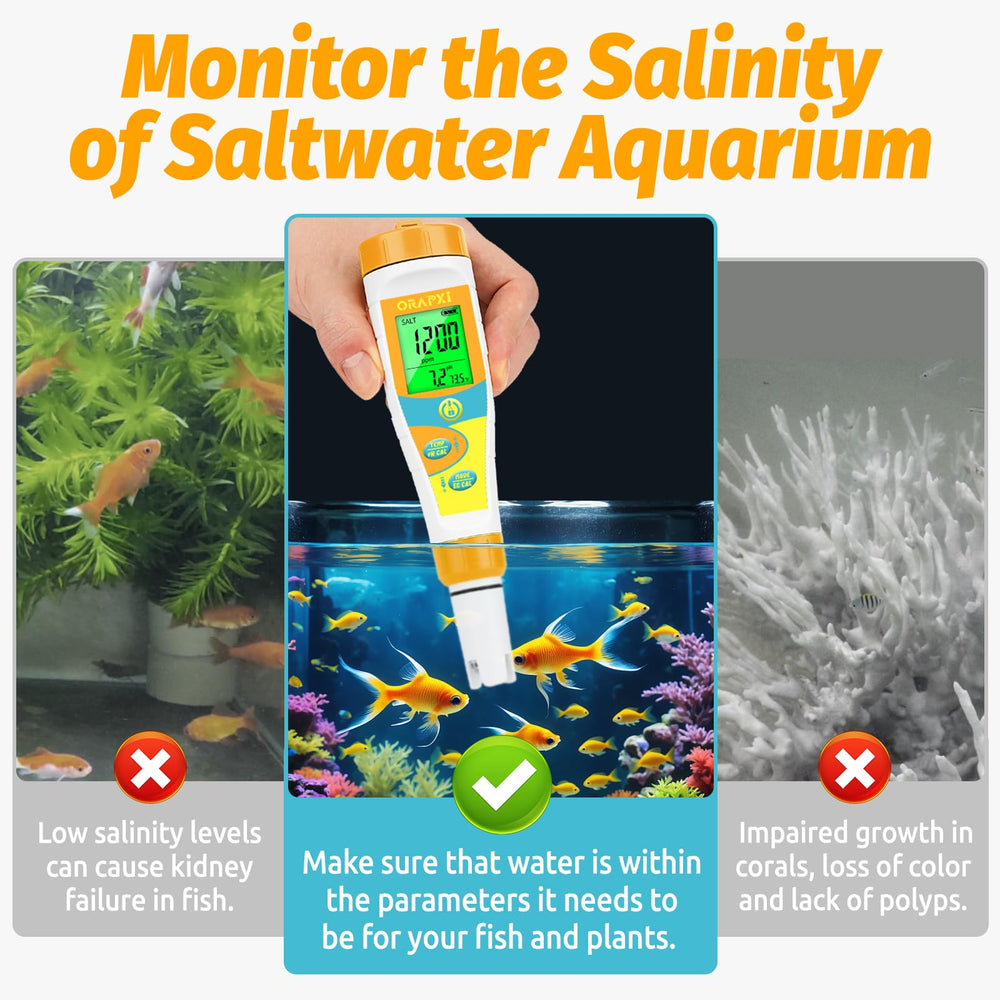 ORAPXI aquarium monitor in use for saltwater monitoring