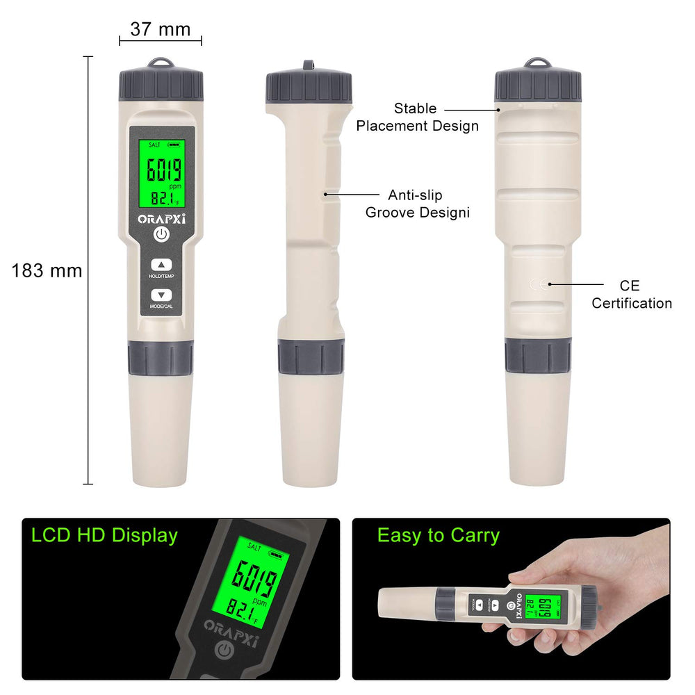 ORAPXI tester displays TDS EC and temperature for accurate checks