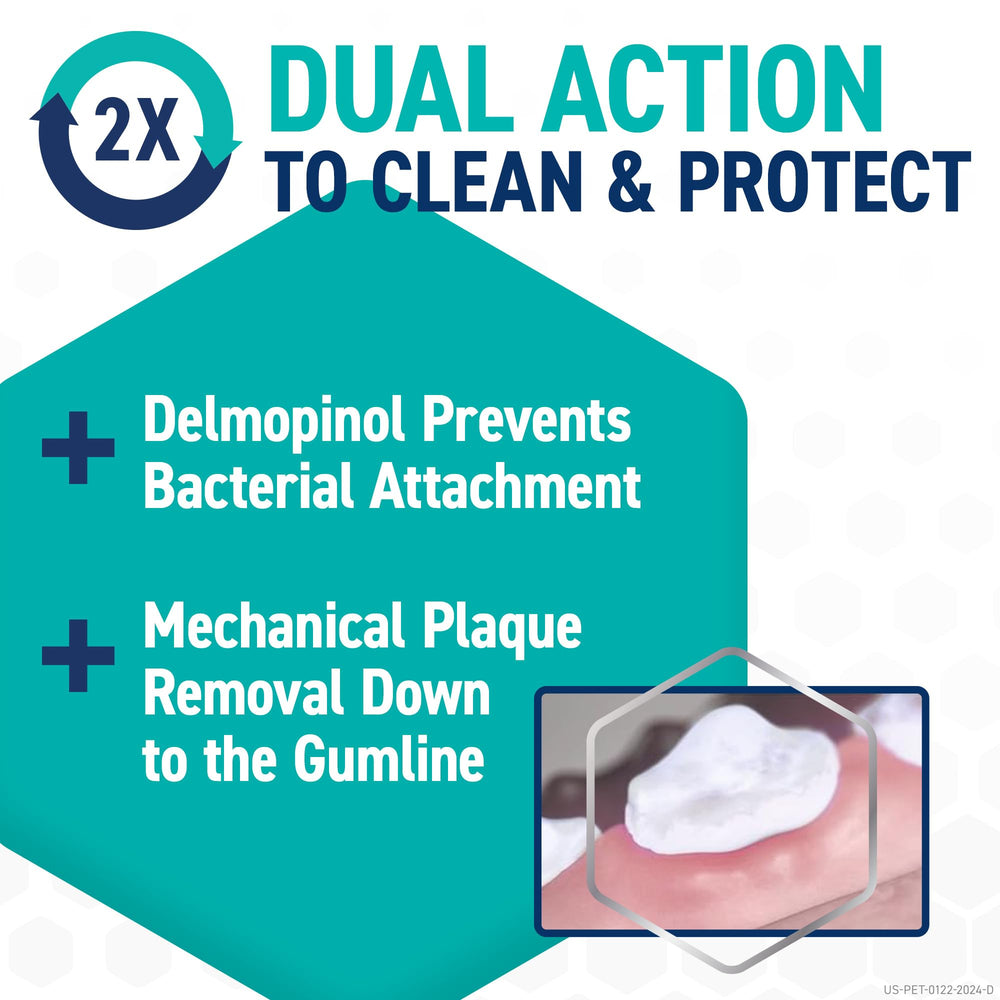 OraVet dog chewing action demonstrates how daily chews loosen plaque near the gumline