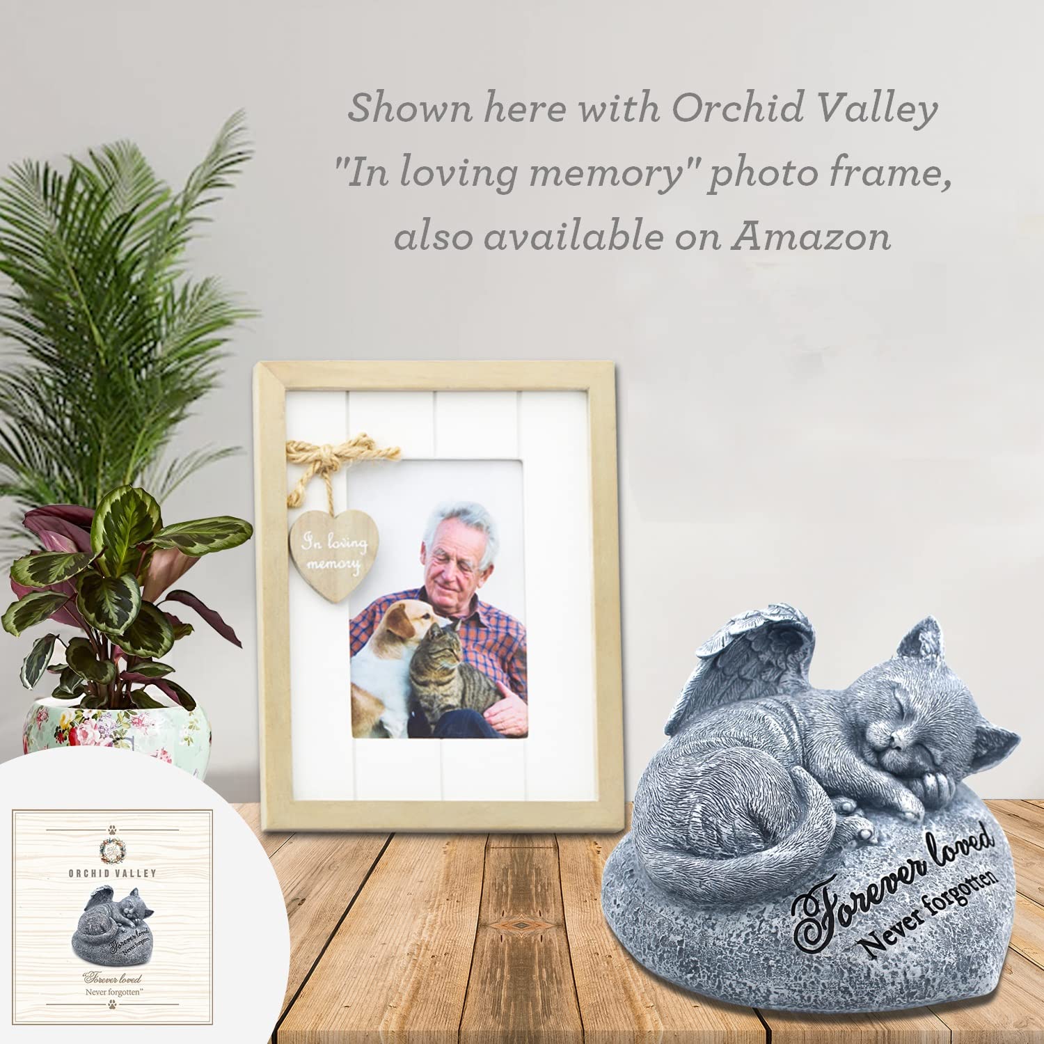 Orchid Valley cat memorial ornament ideal sympathy gift and indoor keepsake.