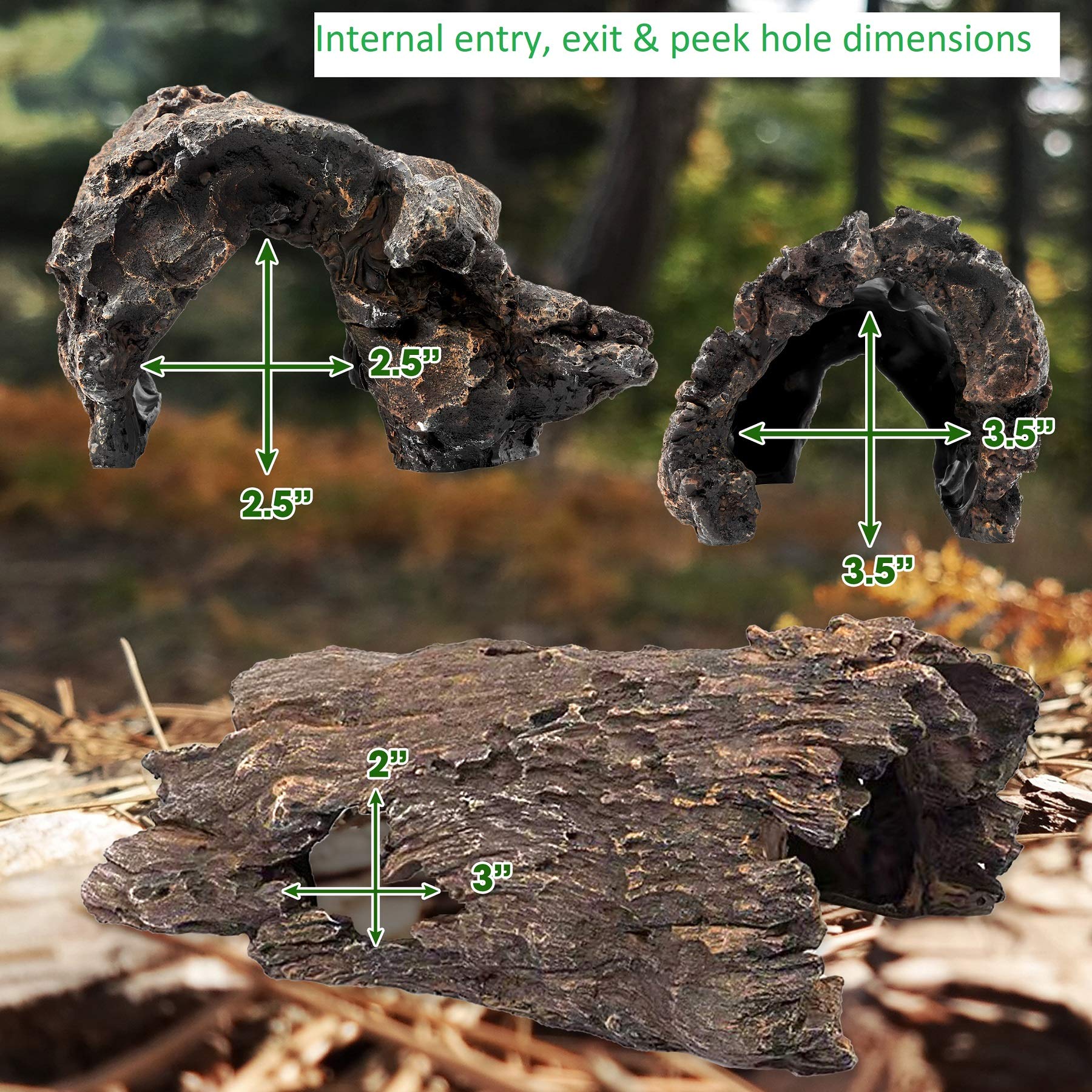 Orchid Valley hollow log 14-inch setup adds natural landscape for bearded dragons.