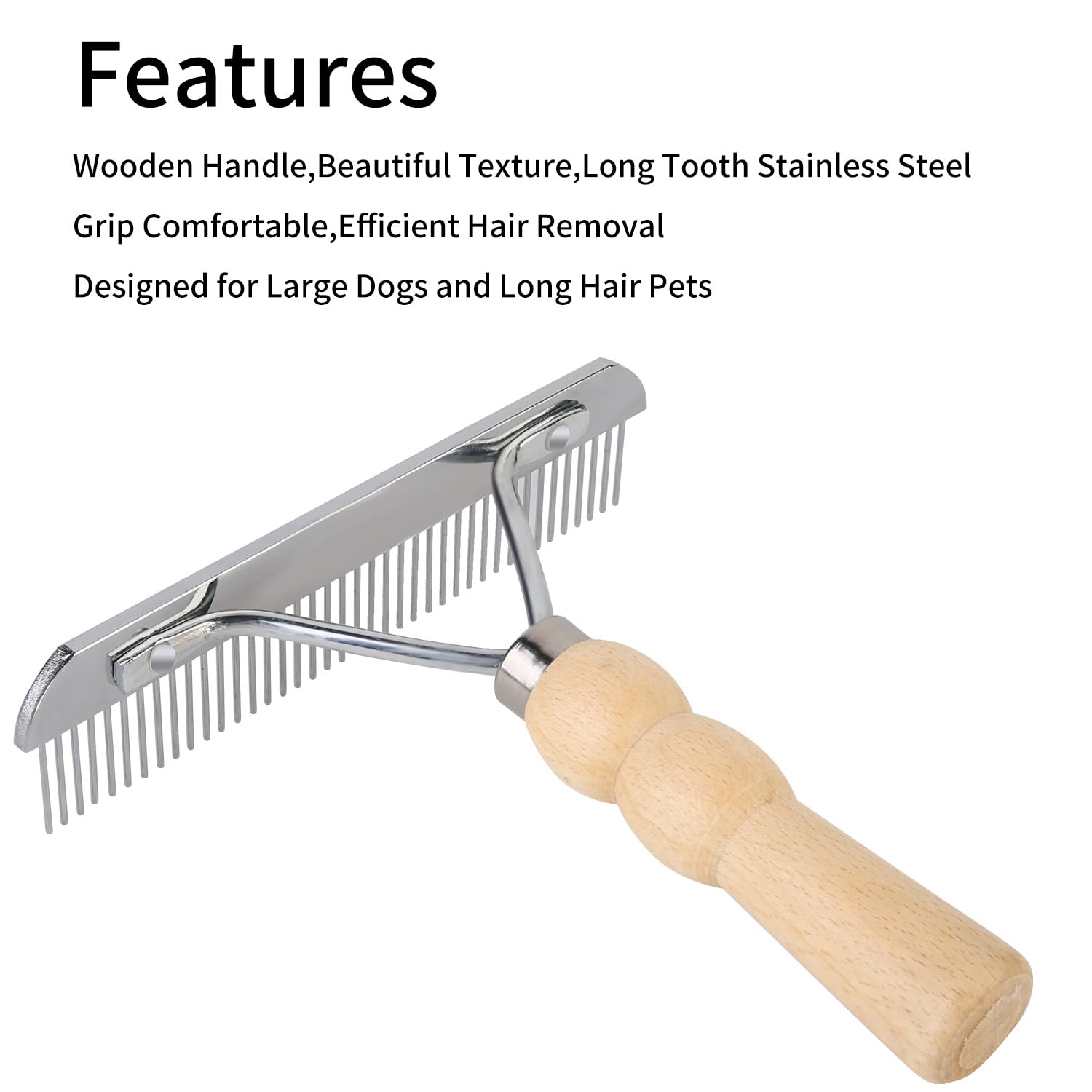 Ordermore teeth-closeup shows sturdy steel pins optimized for effective deshedding.