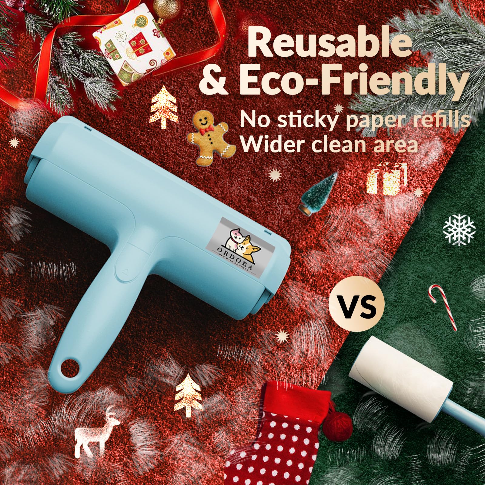 ORDORA blue self-cleaning mechanism shown for easy fur disposal after use.