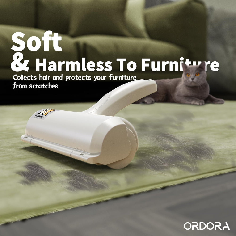 ORDORA Pet Hair Remover Tool on couch delivers quick fur pickup