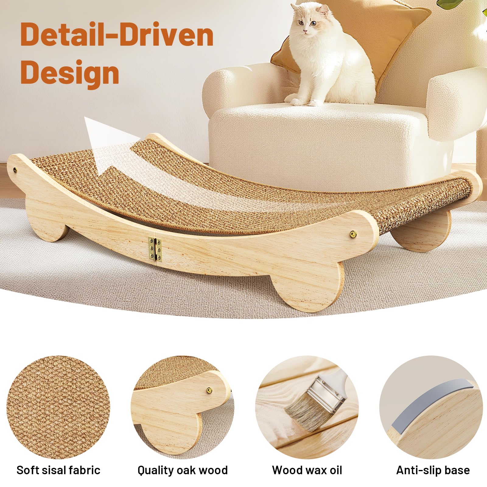 ORDORA soft sisal surface resists wear and stays clean with use