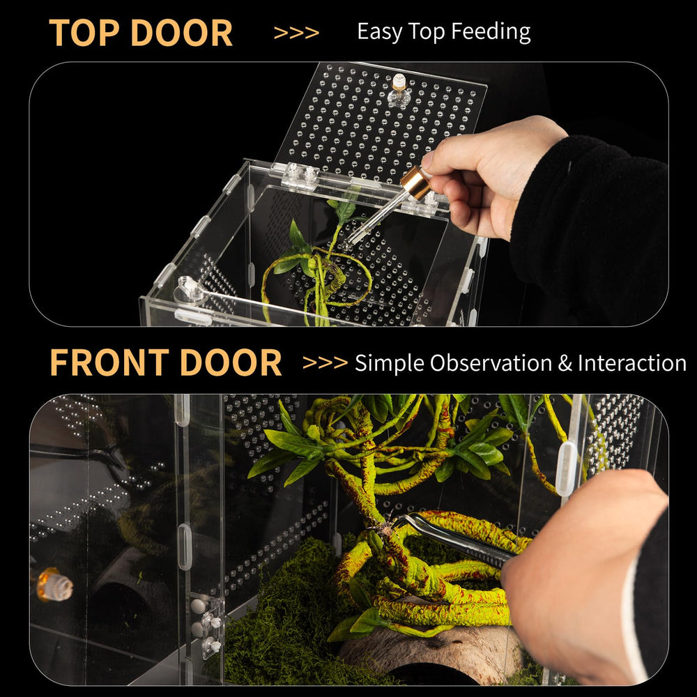 Orekemo terrarium twist-lock door and ventilation support secure, well-ventilated habitats