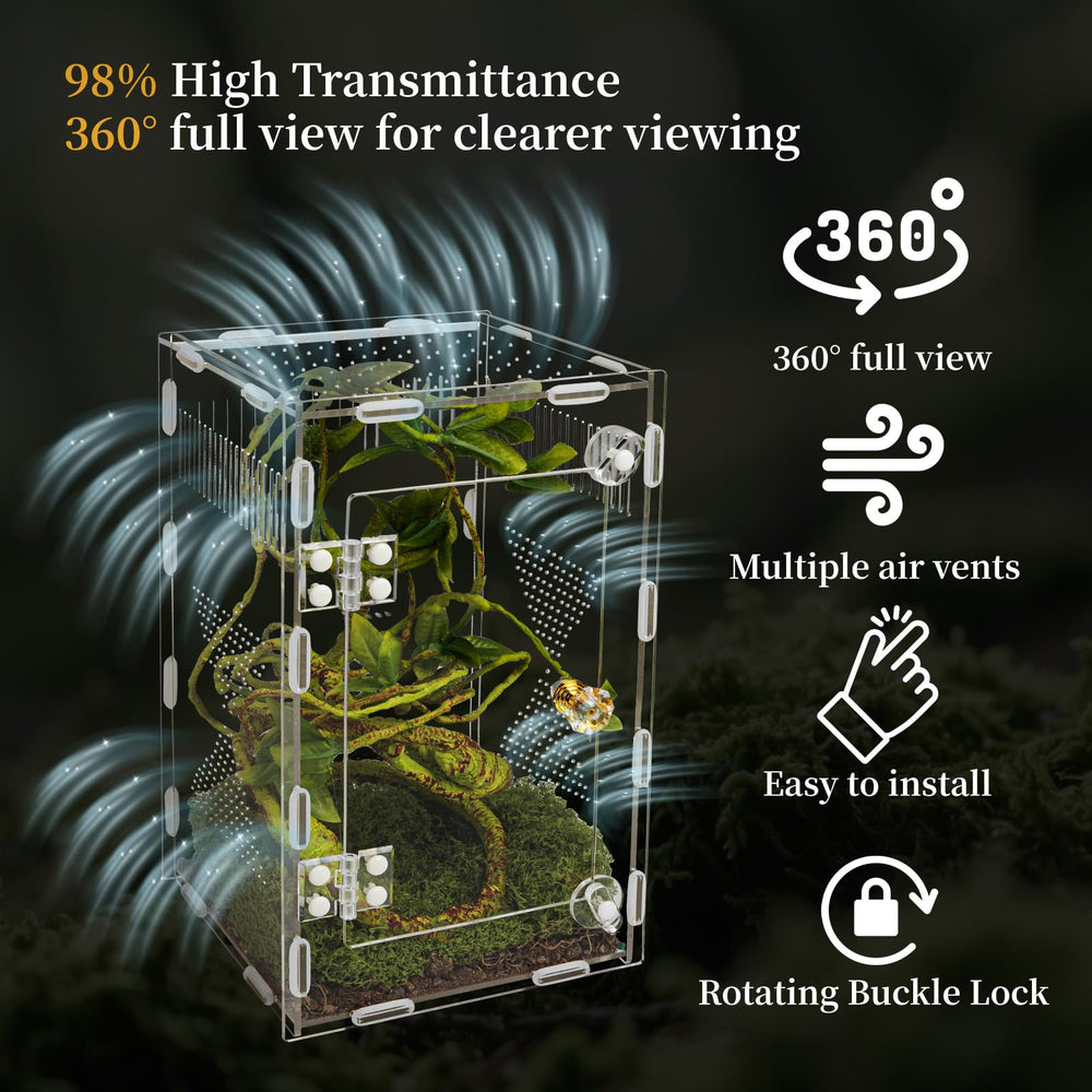 Orekemo compact enclosure demonstrates the 9.8 by 5.9 by 5.9 inch footprint.