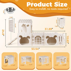 orekemo extra large rabbit house slide view highlights built-in play tunnel for exercise.