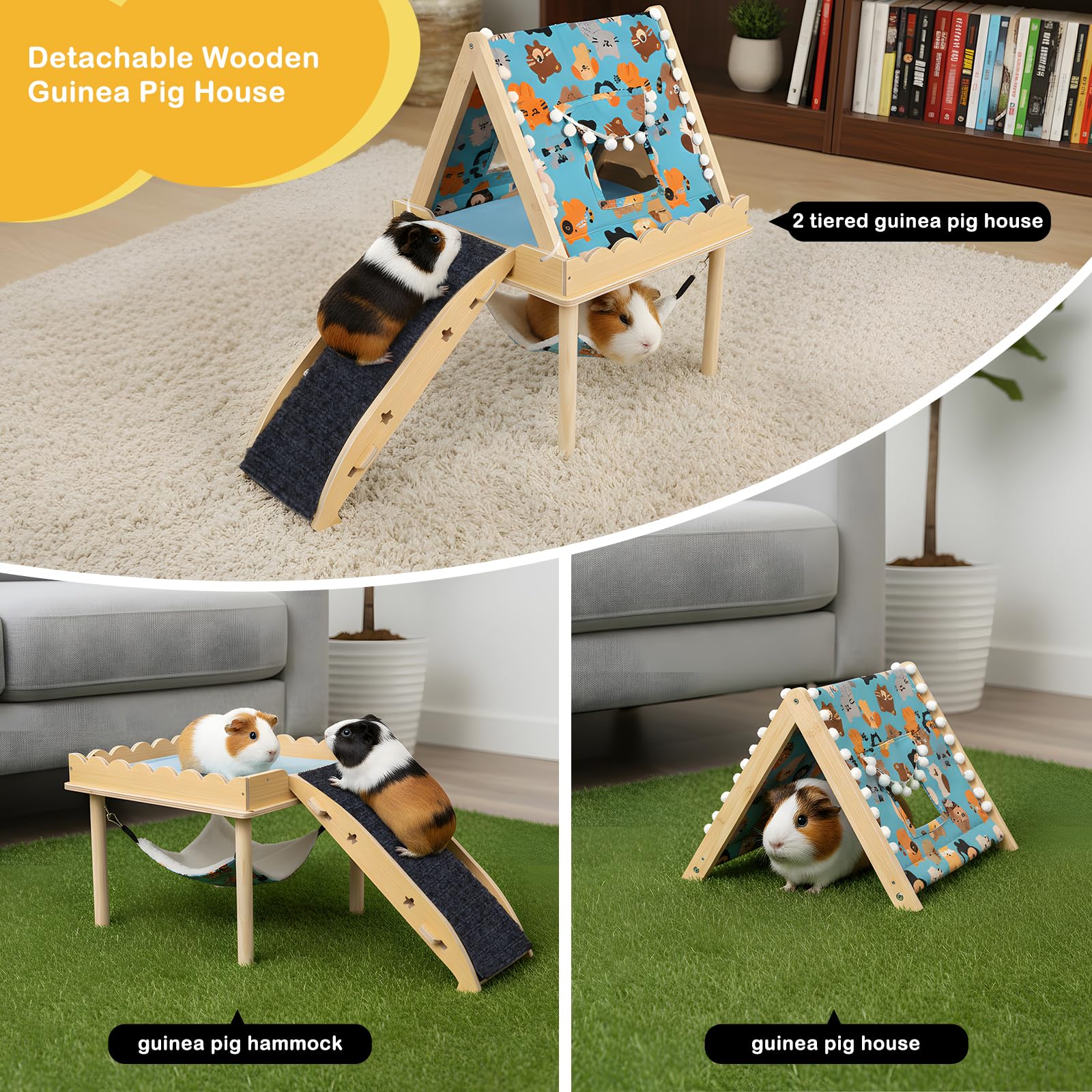 Orekemo large guinea pig castle dimensions support spacious playtime.