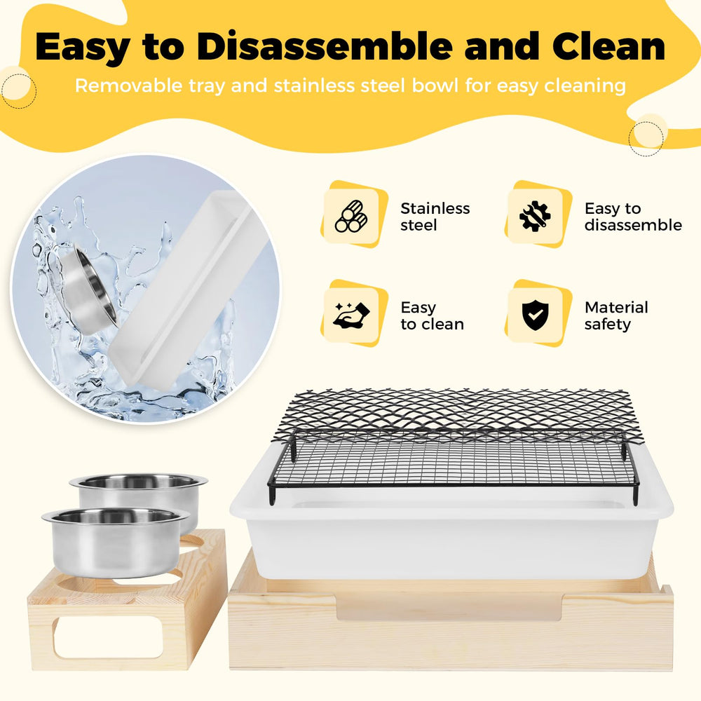 Orekemo upgraded 3-in-1 rabbit hay feeder durable pine wood adds safe rustic charm.