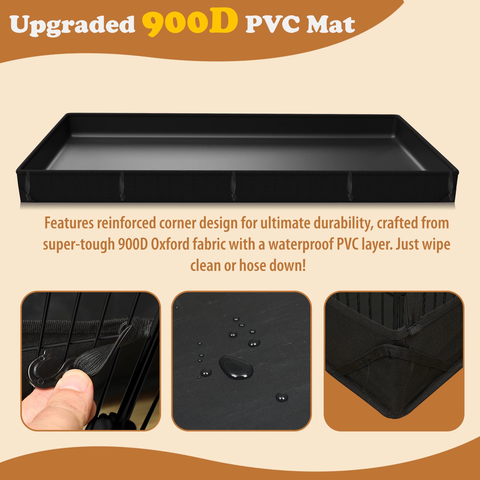 Orekemo waterproof floor mat 600D Oxford PVC lining protects floors and cleans quickly.