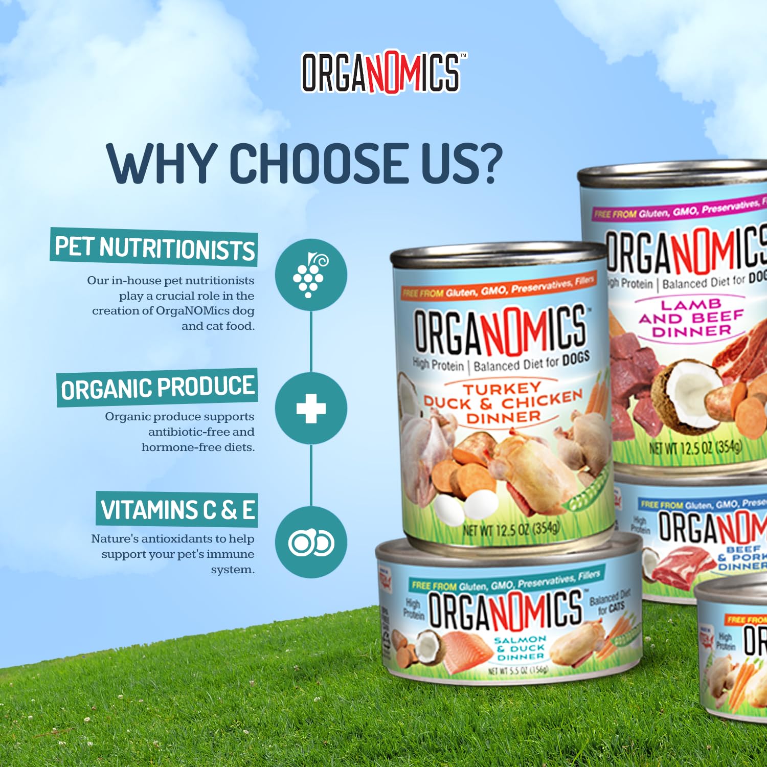 OrgaNOMics organic carrots and sweet potatoes highlight wholesome veggies