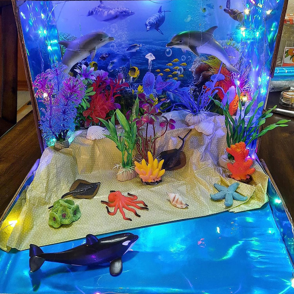 OrgMemory artificial aquarium plants coral pieces measure about 1.8 inches for focal points.
