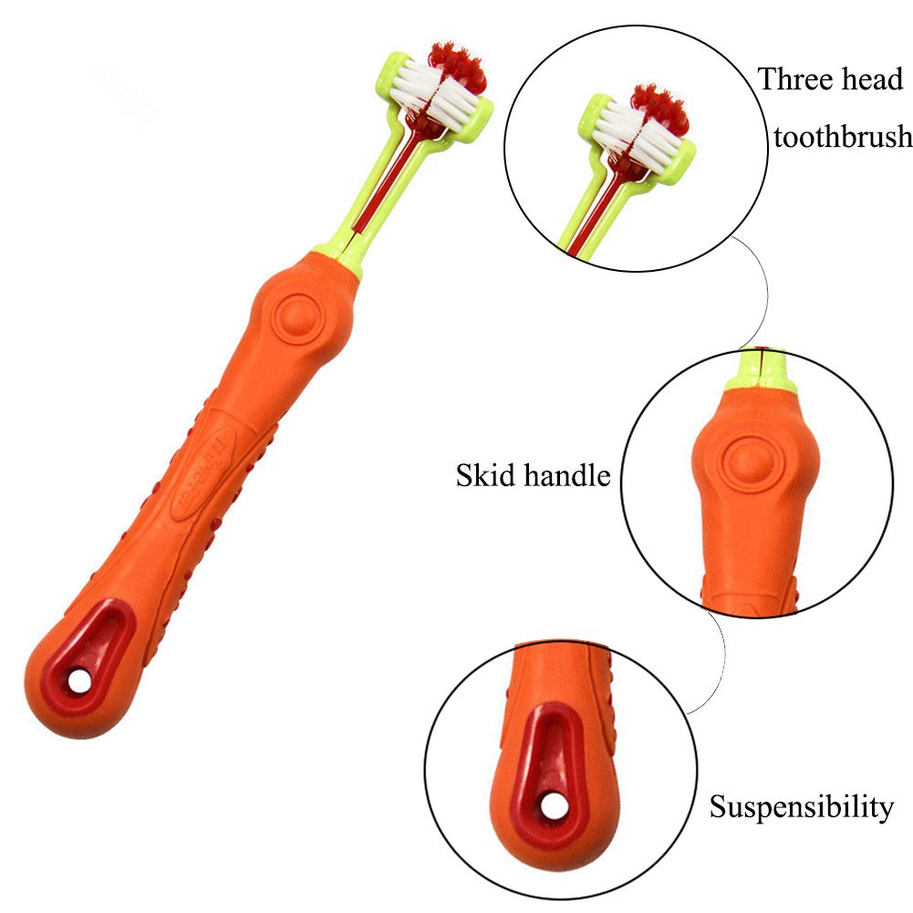 Orgrimmar 3-Sided Pet Toothbrush blue supports ergonomic grip and fresh smile