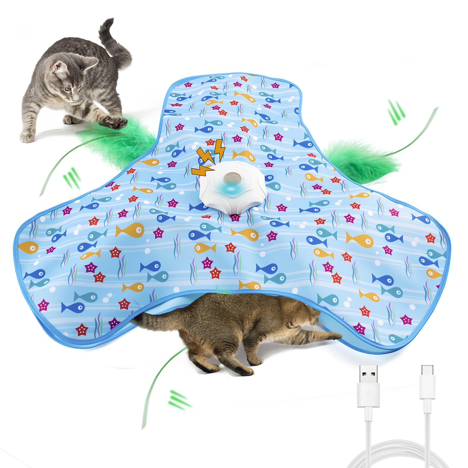 ORHOMELIFE interactive cat toy feather movement engages hunting instincts during play.