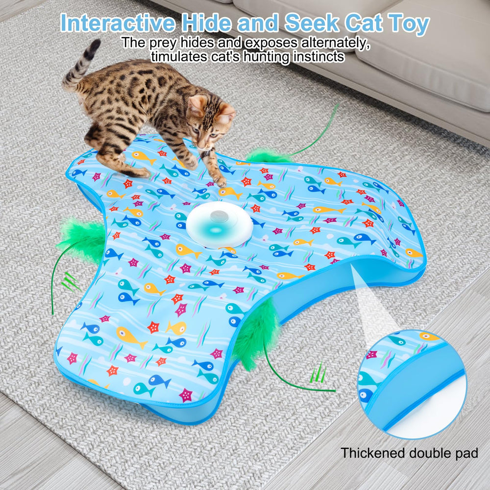 ORHOMELIFE interactive cat toy hide-seek action entertains indoor cats with varied targets.