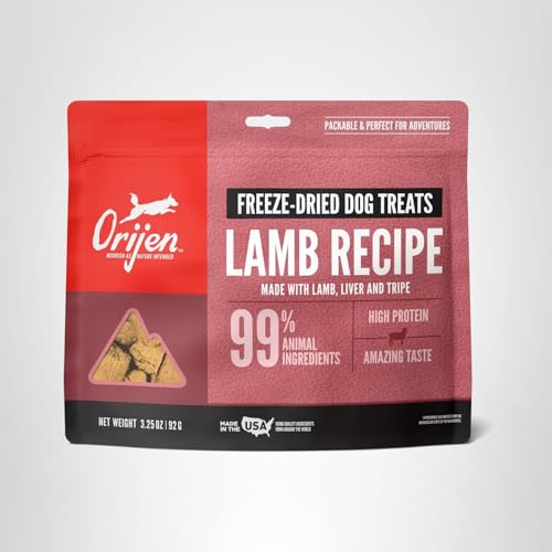 ORIJEN 3.25oz bag freeze-dried lamb treats ready for daily rewards