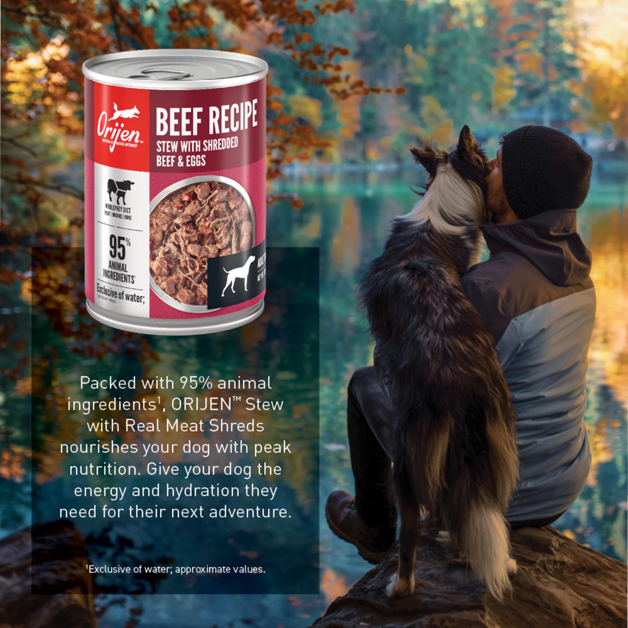 ORIJEN Beef Recipe Stew fresh refrigerated ingredients showcase real meat and eggs
