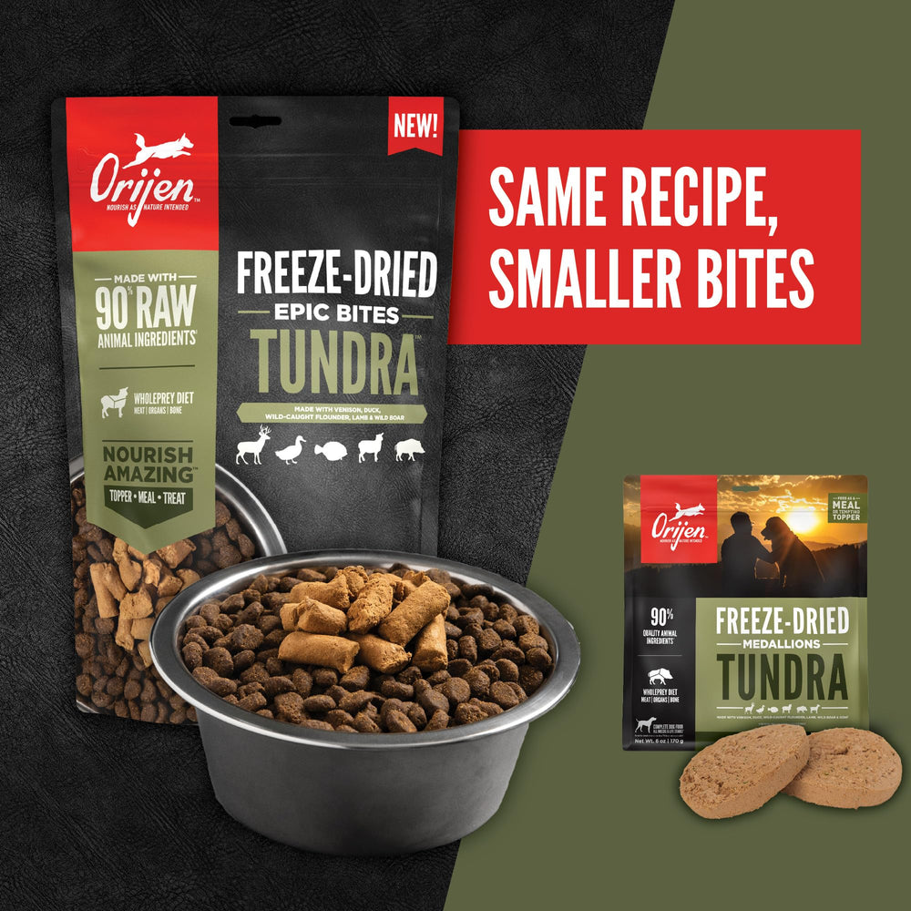 ORIJEN Epic Bites packaging with WholePrey logo signaling quality protein source