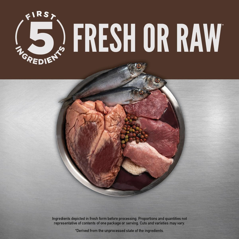 ORIJEN Regional Red components featuring beef, wild boar, lamb, pork and liver.