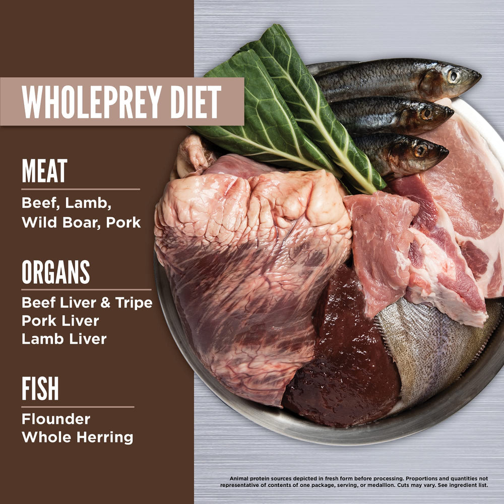 Medallions crumbled over kibble to boost flavor and protein with ORIJEN Regional Red.