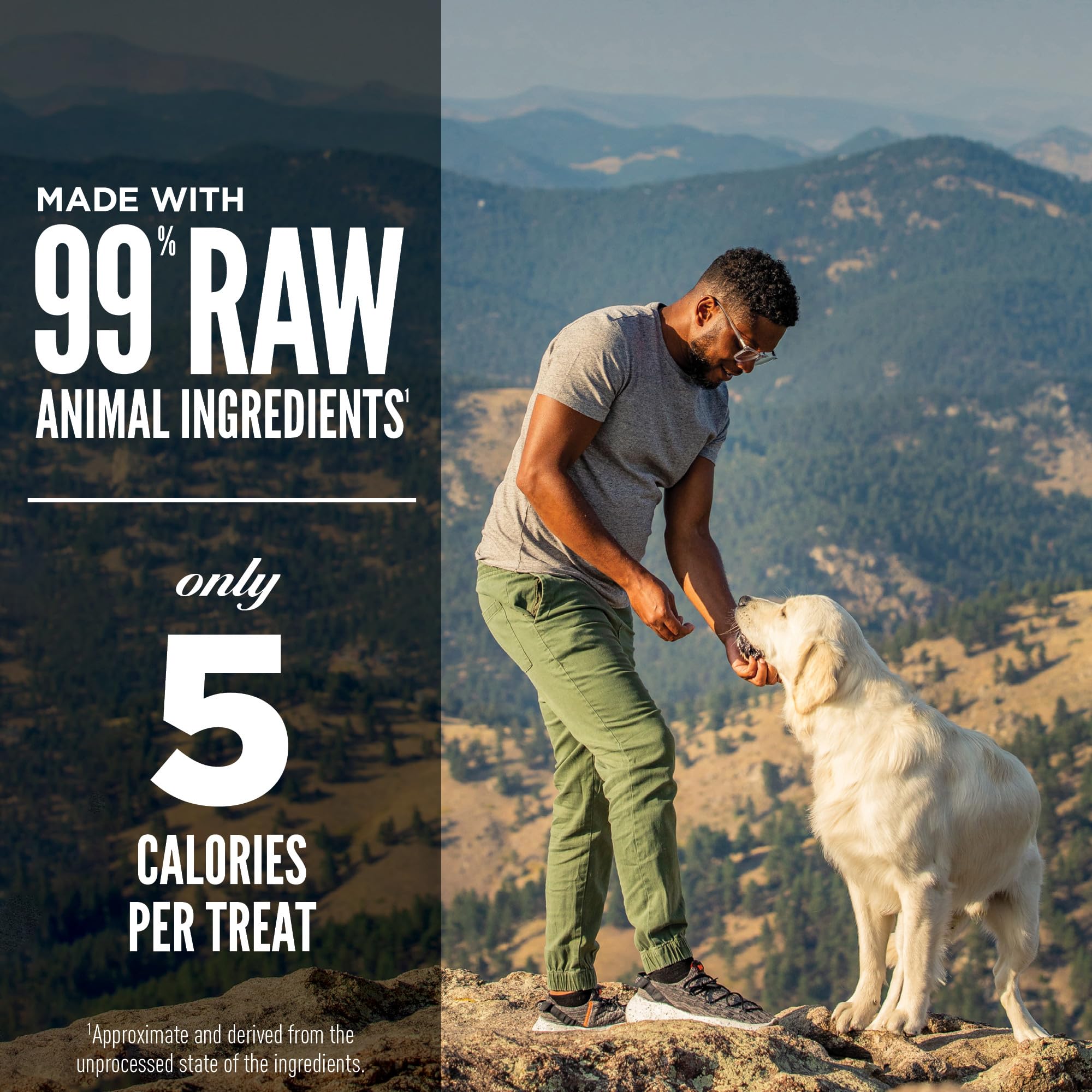 ORIJEN TUNDRA on trail; packable adventure snack for dogs