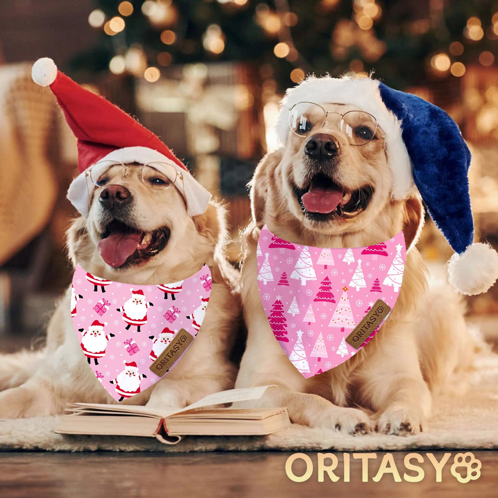 ORITASY dog bandana size options with neck measurements for a comfy fit.