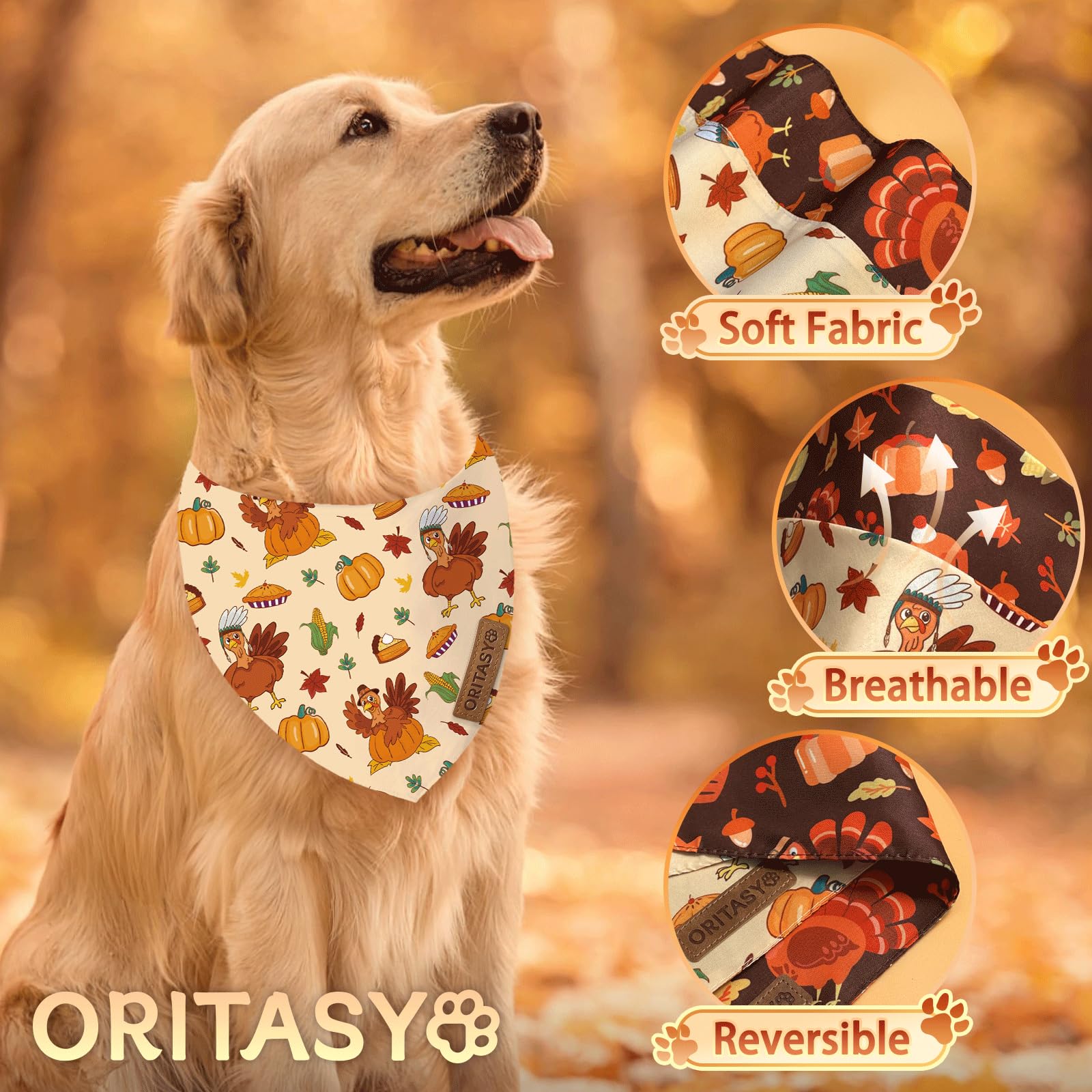 Oritasy pet bandana folded-detail shows easy-wear styling.